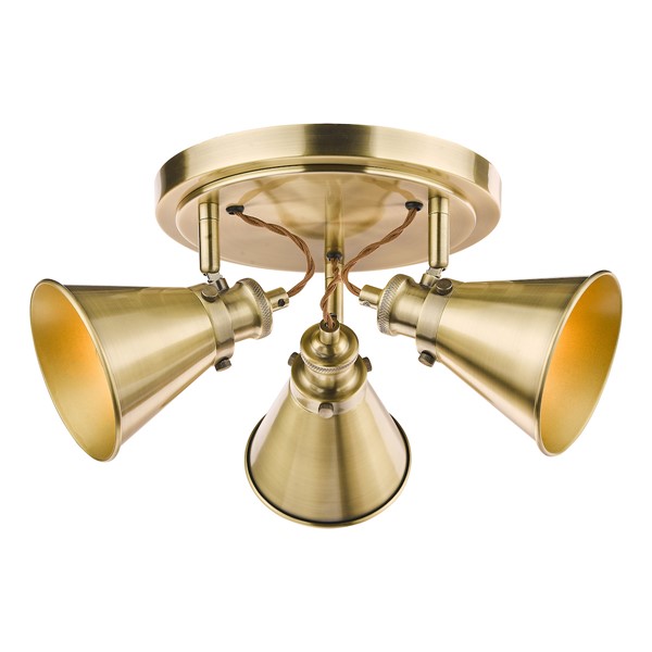 (image for) Laura Ashley Rufus 3lt Plate Spotlight Antique Brass